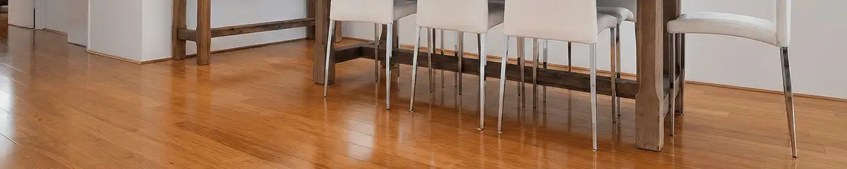 Professionally installed and refinished bamboo flooring in a residential home, showcasing smooth finish and natural wood tones in Columbia, MO