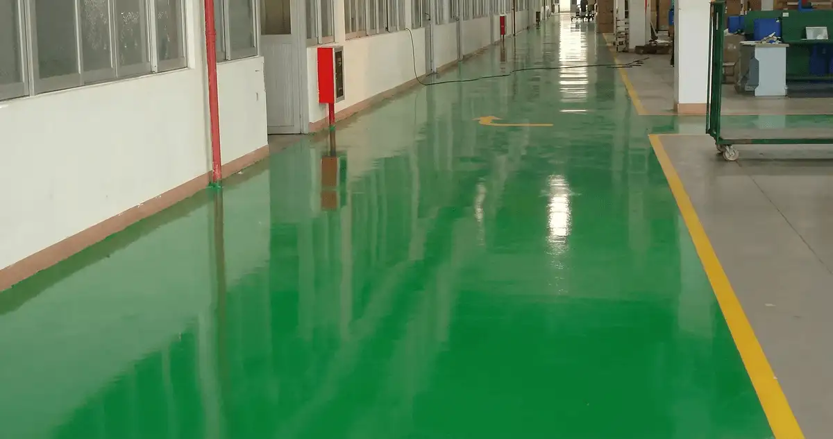 A factory floor professionally covered and marked with epoxy flooring in Columbia, MO