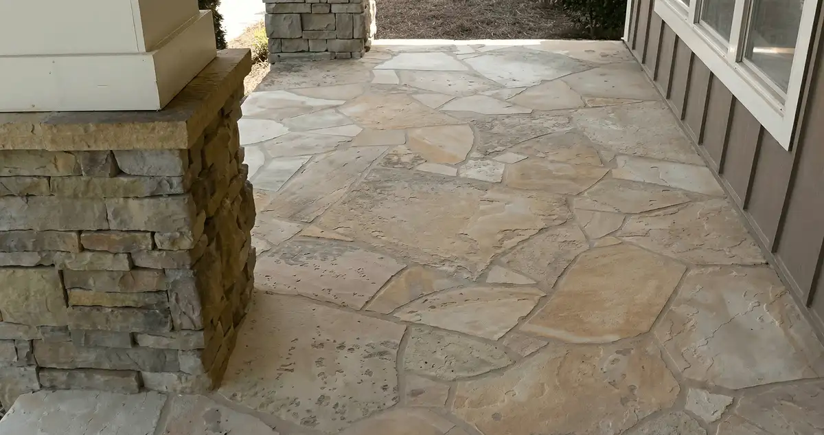 House entrance with professionally installed stone flooring in Columbia MO